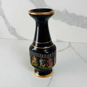 Vintage adis Greecian 24k Gold Trim Mini Vase